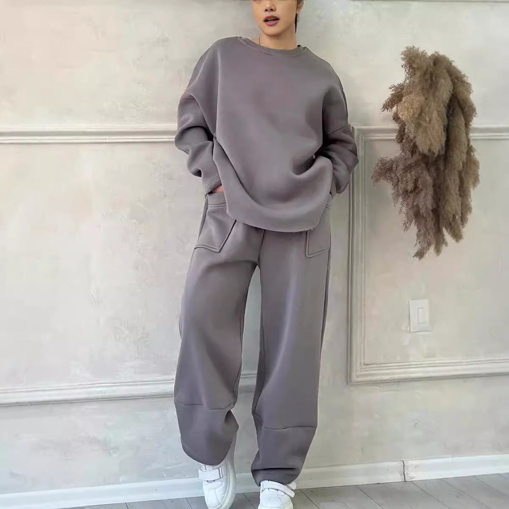 Damen Cozy Oversized Sweat-Set mit geräumigen Taschen und angenehmem Schnitt R&B