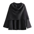 Damen schicke Wollumhangjacke mit asymmetrischem Schnitt und dekorativem Knopf R&B