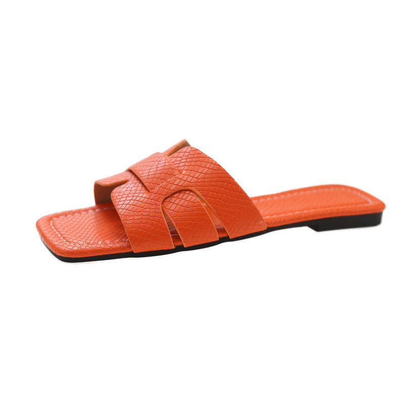 Damen modische Riemchen-Pantoletten mit elegantem Schlangenleder-Design R&B