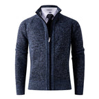 Herren stylische Strickjacke mit hohem Kragen und praktischen Taschen R&B