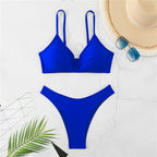 Damen Triangelbikini mit hoch geschnittenem Slip und verstellbaren Trägern R&B