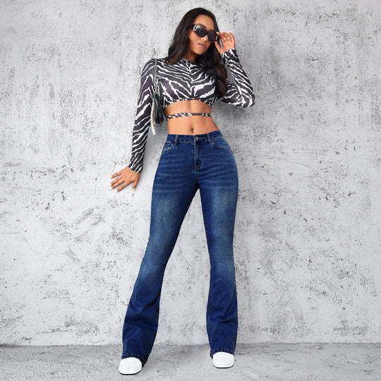 Damen Flared Jeans im eleganten Schnitt mit hohem Bund R&B