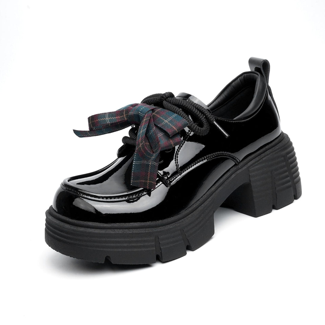 Damen Plateau-Schnürschuhe mit modischem Kettendetail und robustem Blockabsatz R&B