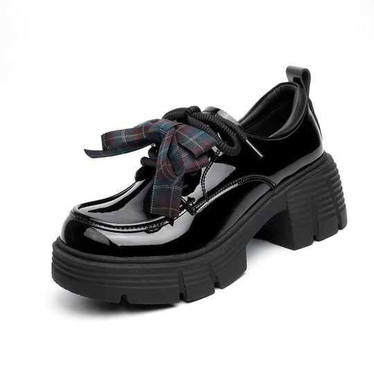 Damen Plateau-Schnürschuhe mit modischem Kettendetail und robustem Blockabsatz R&B