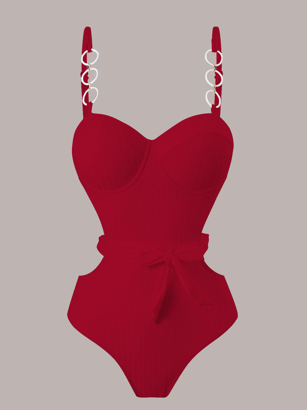Damen Einteiler Badeanzug mit modischem Cut-Out Design und verstellbaren Trägern R&B