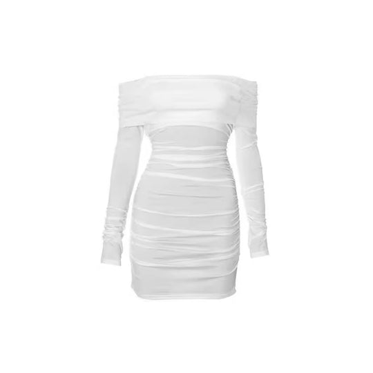 Damen Figurbetontes Off-Shoulder Minikleid mit Rüschendetails R&B