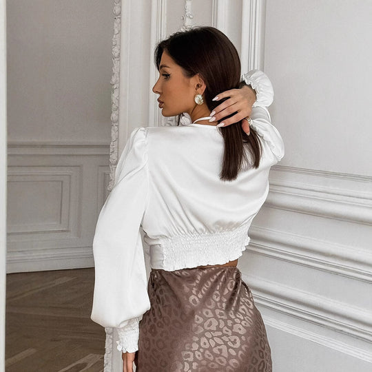 Damen Schicke Bluse mit floralem Detail und Puffärmeln R&B