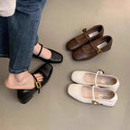 Damen Komfortable Ballerinas mit modischem Riemen und dekorativem Schnallenverschluss R&B