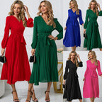 Damen Elegantes Wickelkleid mit dekorativen Falten und Taillengürtel