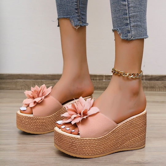 Damen Plateausandalen mit floralem Dekor und rutschfester Sohle R&B