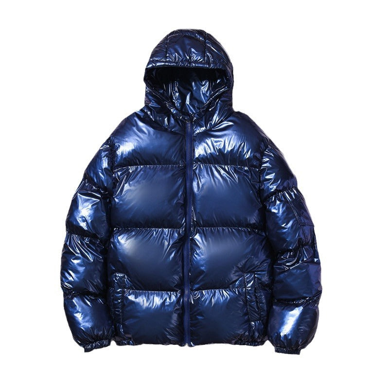 Unisex nan glänzende Steppjacke mit Kapuze, wärmeisolierender Füllung und winddichter Membran R&B