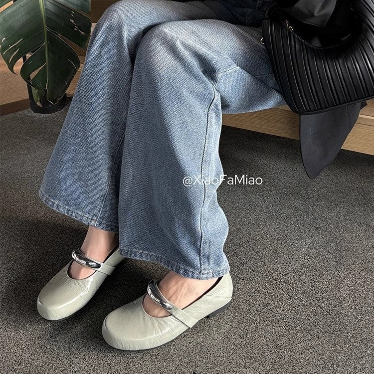 Damen Ballerina-Schuhe mit modischer Schnallenverzierung und pantentlicher Passform R&B