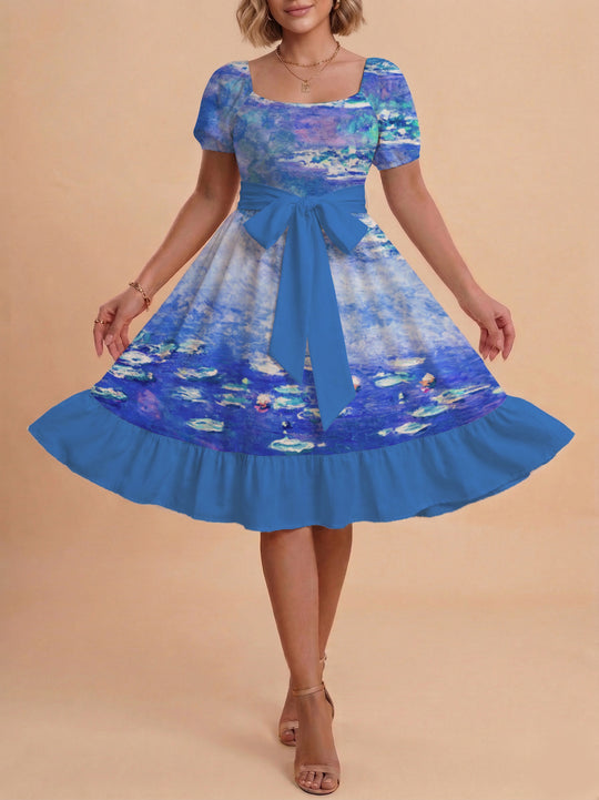 Damen schickes Glitzerkleid mit tailliertem Schnitt und Rüschensaum R&B