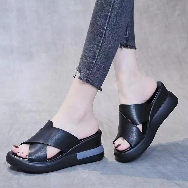 Damen Wedge-Pantoletten mit komfortablem Riemendesign R&B