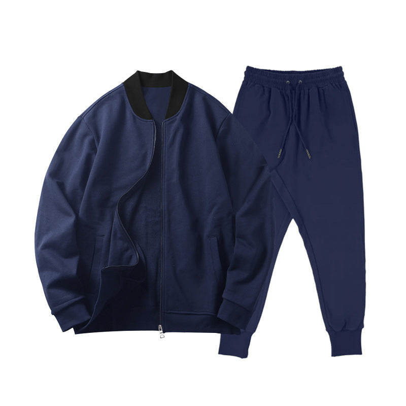 Herren nan locker geschnittenes Sweatset mit Reißverschluss-Bomberjacke und konisch zulaufender Jogginghose aus weichem Baumwollfleece R&B