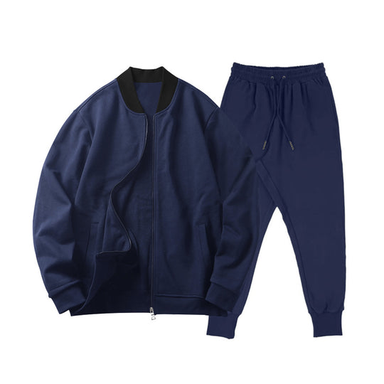 Herren nan locker geschnittenes Sweatset mit Reißverschluss-Bomberjacke und konisch zulaufender Jogginghose aus weichem Baumwollfleece R&B