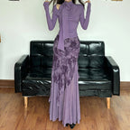 Damen eleganter asymmetrischer Maxirock mit floralen Verzierungen R&B