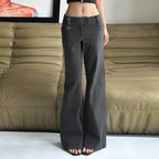 Damen Weite Flared-Hose mit hohem Bund und seitlichen Taschen R&B