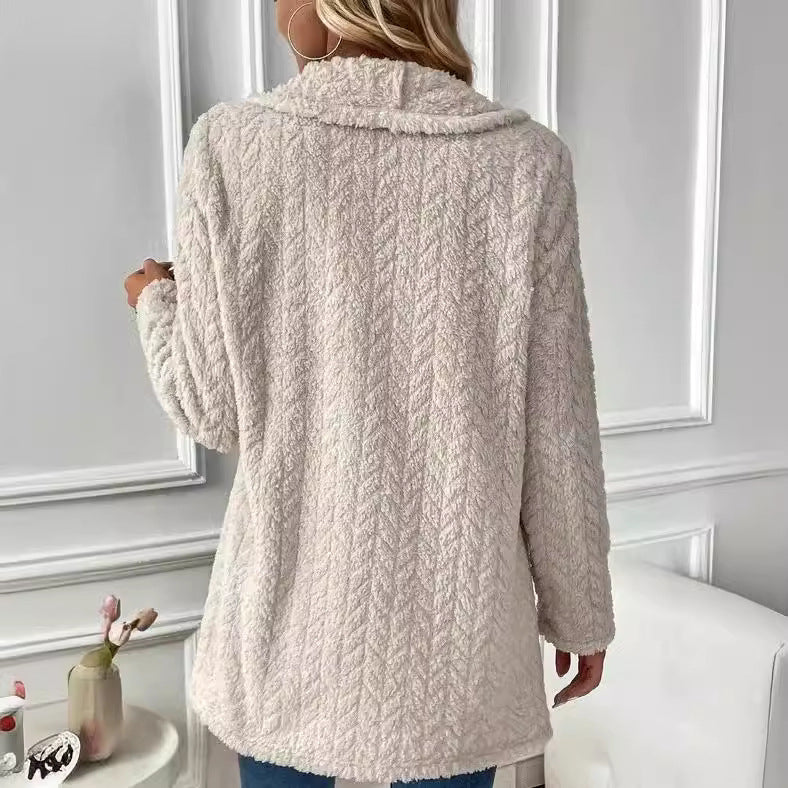 Damen Elegante und lässige Plüsch-Jacke mit strukturiertem Design R&B