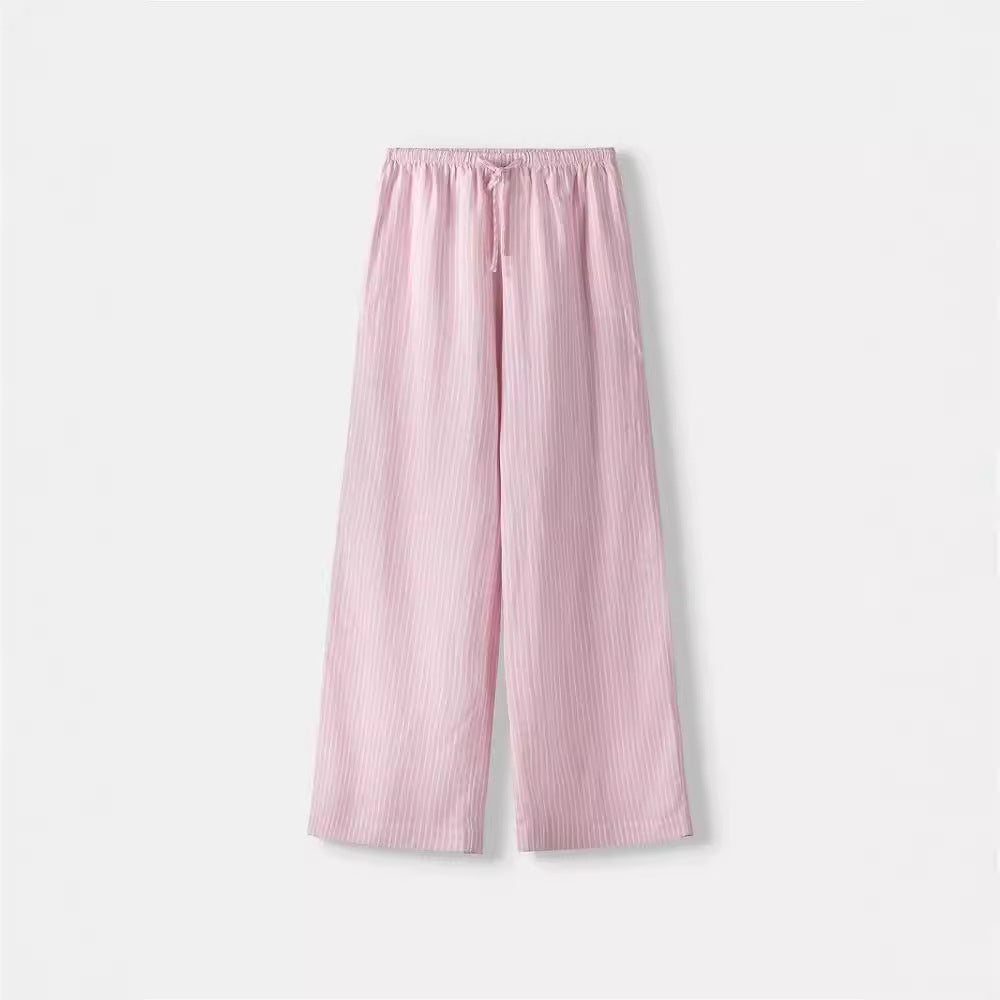Damen Weite Sommerhose mit komfortablem Gummibund und Streifenmuster R&B