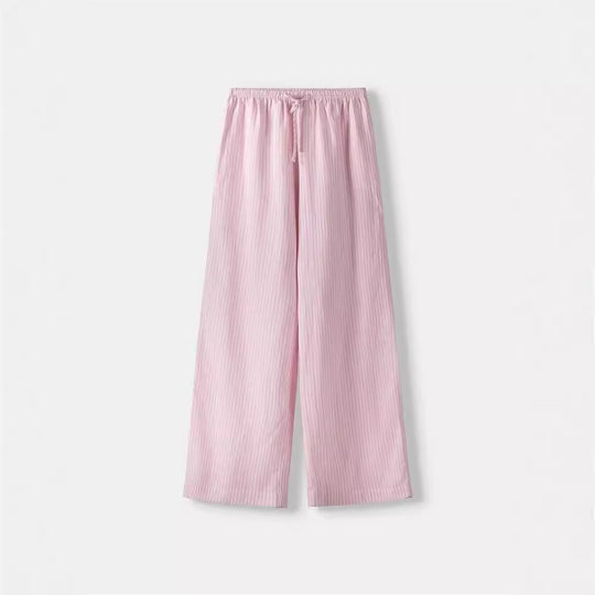 Damen Weite Sommerhose mit komfortablem Gummibund und Streifenmuster R&B