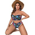 Damen Bandeau-Bikini mit floralem Design und hohem Bundeschnitt R&B