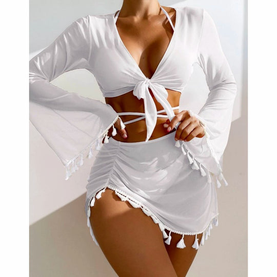 Damen Set aus luftiger Bluse mit langen Ärmeln und Taillenslip R&B