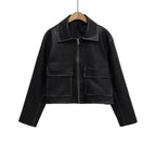 Damen Kurzgeschnittene jacke mit Taschen R&B