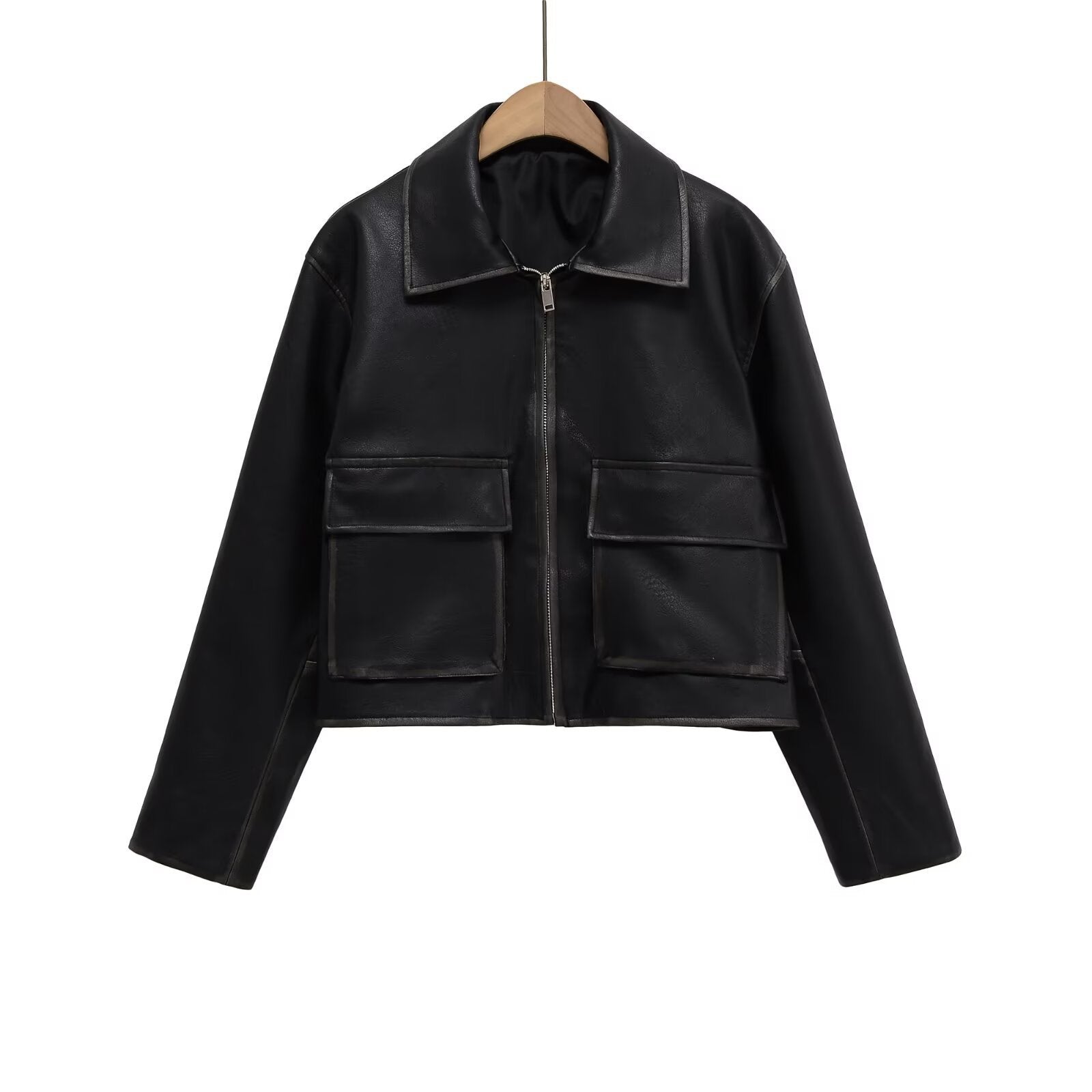 Damen Kurzgeschnittene jacke mit Taschen R&B