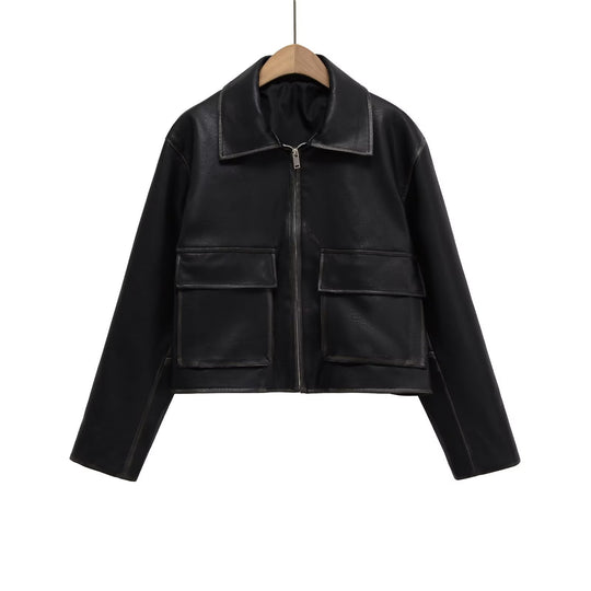 Damen Kurzgeschnittene jacke mit Taschen R&B