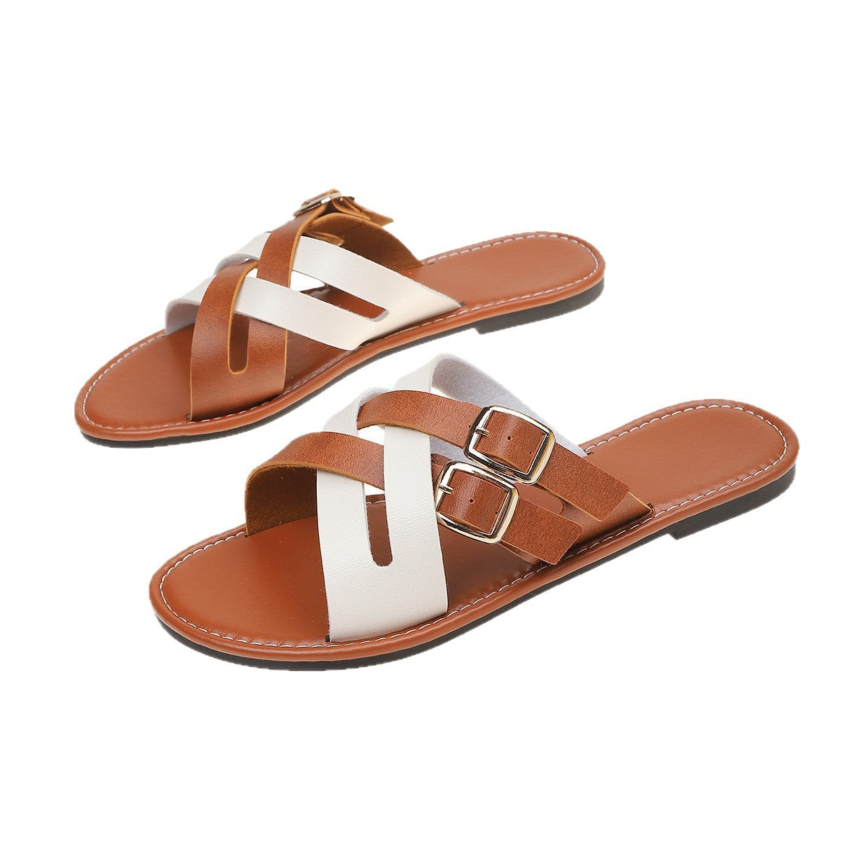 Damen trendige Slide-Sandalen mit verstellbaren Schnallen und komfortabler Fußbettgestaltung