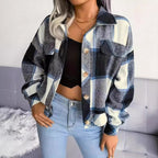 Damen karierte Hemdjacke R&B