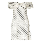 Damen Verspieltes Polka-Dot Cocktailkleid mit Schulterfreiem Design und Rüschendetails R&B