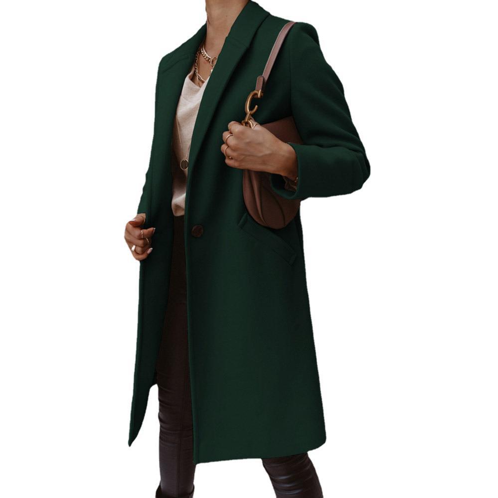Damen Eleganter Langmantel mit schmalem Schnitt und tiefen Taschen R&B