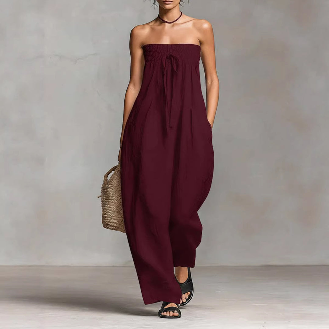 Damen Lässiges Jumpsuit mit elastischem Oberteil und weitem Bein R&B