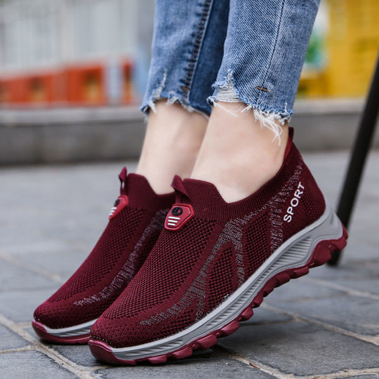Damen Sportliche Slip-On Sneakers mit atmungsaktiver Mesh-Oberfläche und rutschfester Sohle R&B