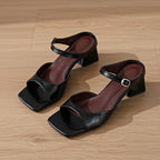 Damen Slingback-Sandaletten mit quadratischer Zehenpartie und komfortablem Blockabsatz