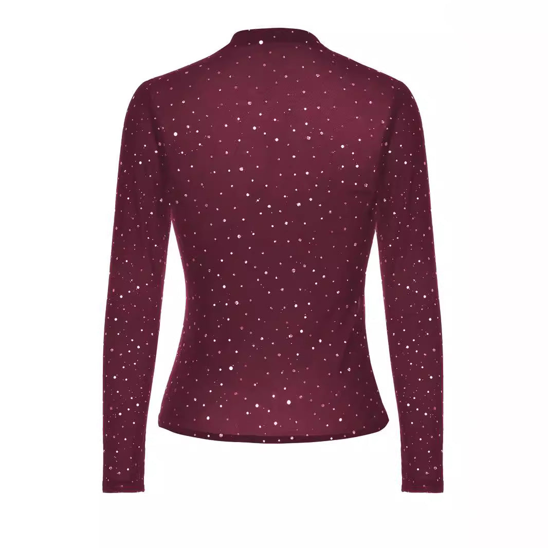Damen Glitzerndes Langarmshirt mit schimmernden Pailletten R&B