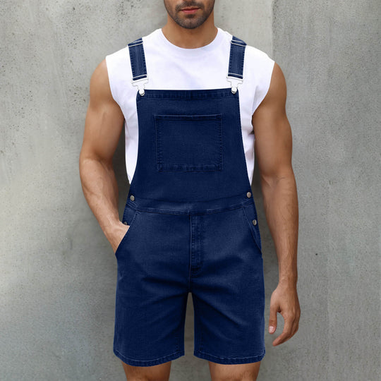 Herren Lässige Denim-Latzhose R&B