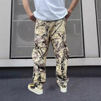 Herren Cargo-Hose im modernen Camouflage-Design mit elastischem Bund und mehreren Taschen R&B