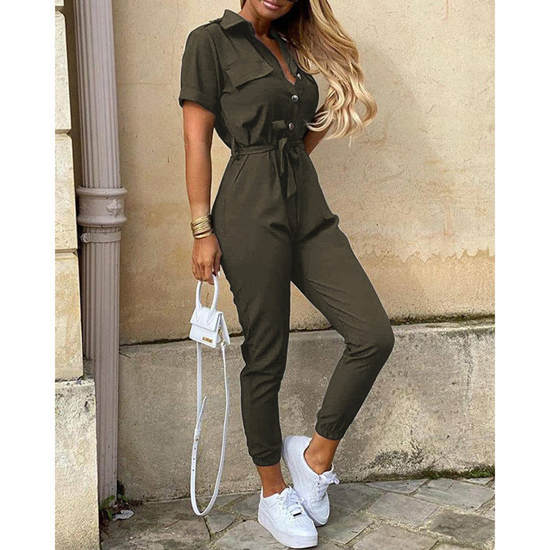 Damen eleganter Jumpsuit mit tailliertem Schnitt und praktischen Taschen