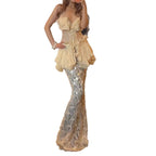 Damen Maxirock mit einzigartigem Volantdesign und transparenter Spitze R&B