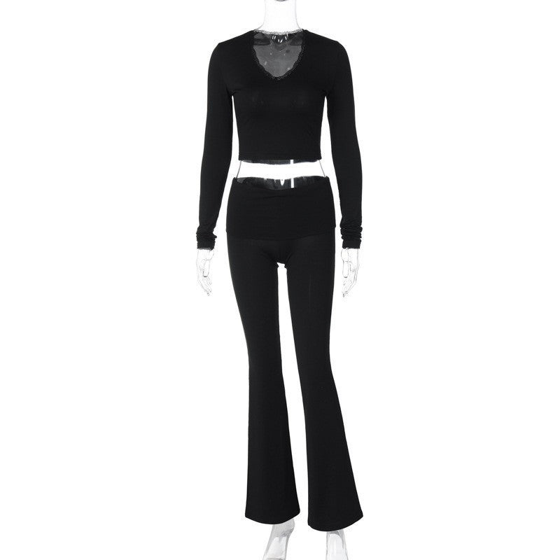 Damen enganliegendes Oberteil und Leggings Set R&B