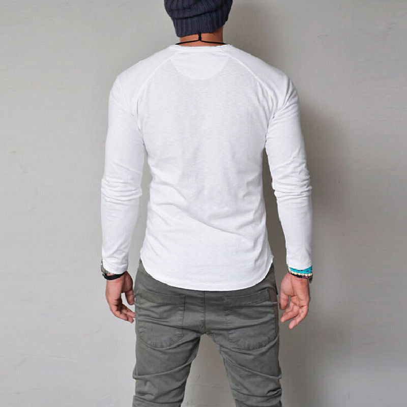 Herren Langarmshirt mit Knopfleiste und bequemem Schnitt R&B