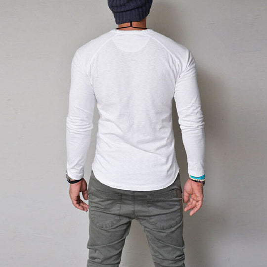 Herren Langarmshirt mit Knopfleiste und bequemem Schnitt R&B
