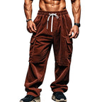 Herren nan lockere Cord-Cargo-Hose mit elastischem Tunnelzugbund, aufgesetzten Klappentaschen und entspannter Silhouette R&B