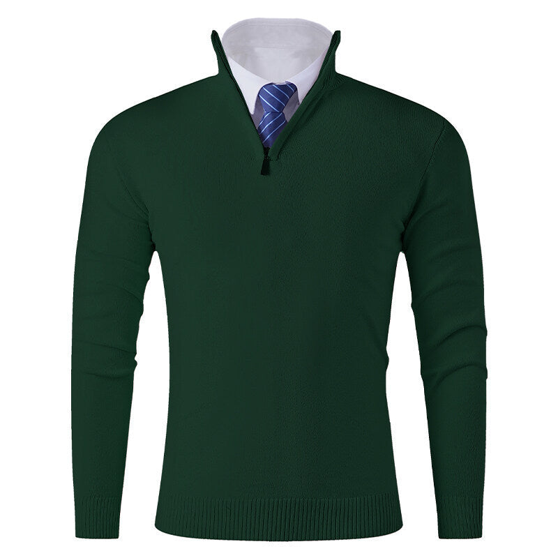 Herren Strickpullover mit modernem Reißverschluss und elastischem Saum R&B