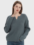 R&B | Bequemer Damenpullover mit V-Ausschnitt und Wollmischung