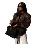 Damen Kunstleder Blazerjacke mit strukturierter Silhouette R&B