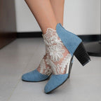 Damen Trendige Ankle Boots mit eleganter Spitzen- und Textilapplikation R&B